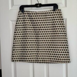 Ann Taylor Loft A-Line Mini Skirt Metallic Geometric Design Glam Office Party 8